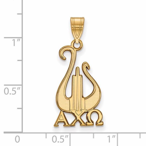 14K Plated Silver Alpha Chi Omega Large Pendant - Picture 2 of 3